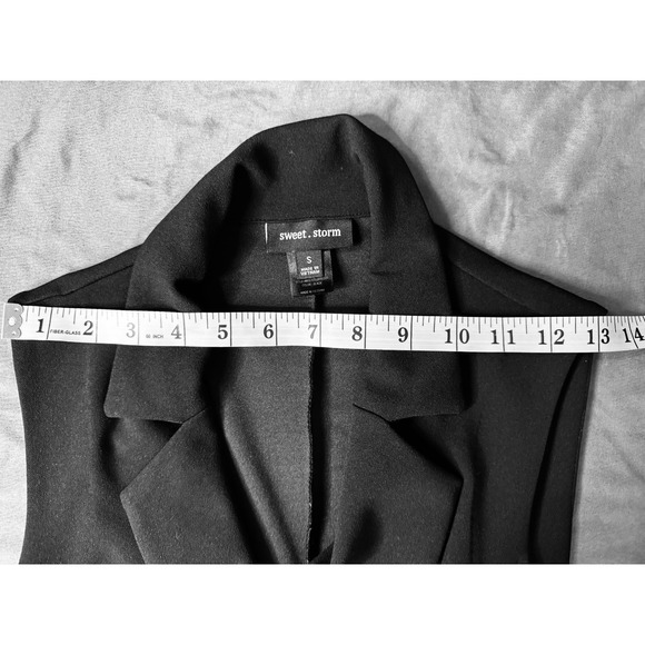 Sweet Storm Black Sleeveless Blazer Dress Lace Trim Double Breasted Small BB3CAV - Picture 10 of 15